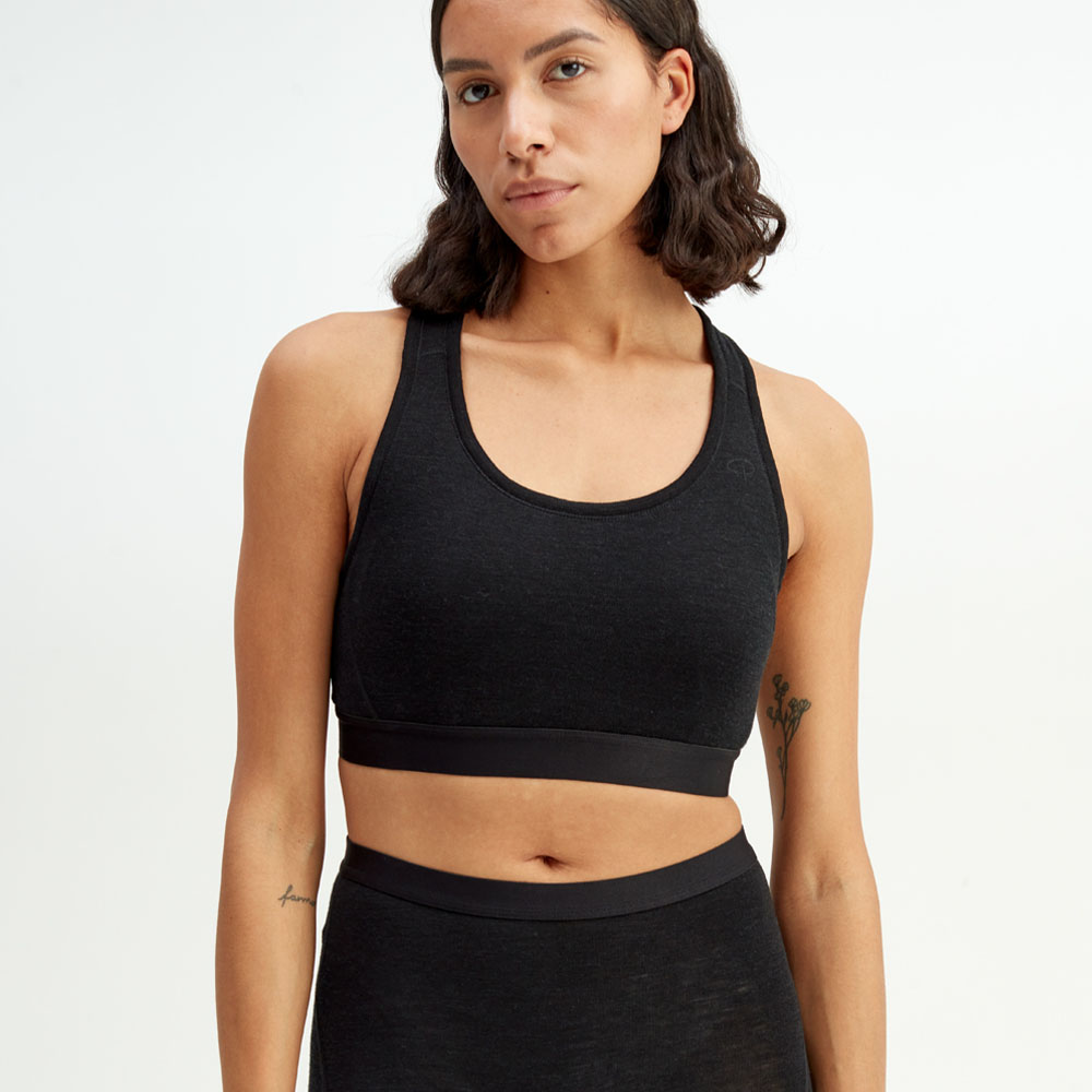 Sport wool bra, Black Mel, hi-res